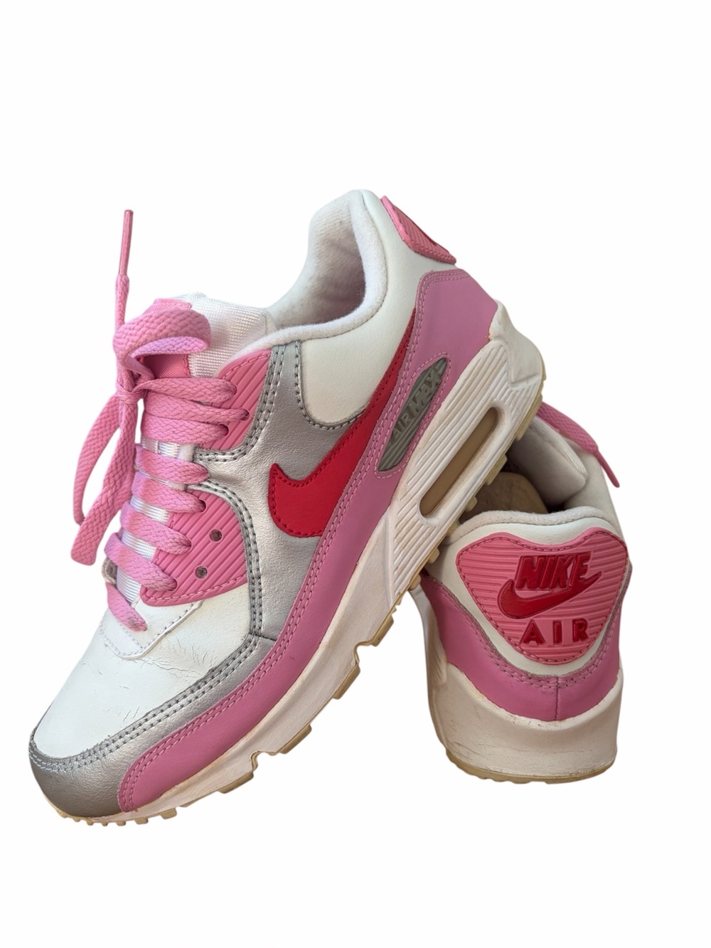 Nike Y2K Vintage 2005 Air Max 90s White Silver Pink Red Women’s Size 7.5